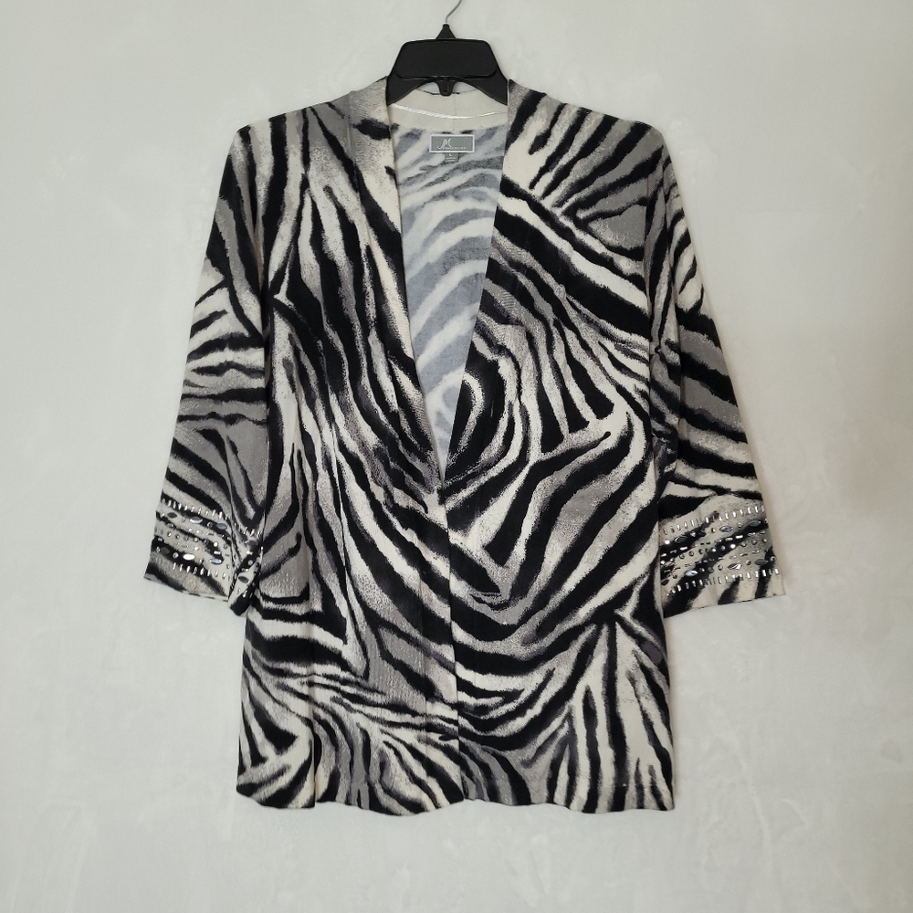 JM Collection Zebra Print Cardigan